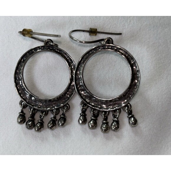 Silpada Jewelry - Silpada Sterling Silver Hammered Circle Cha Cha Bead Earrings Retired,Dangle EUC